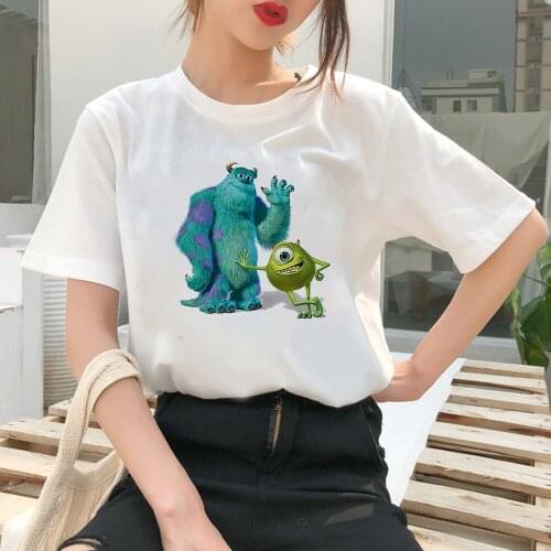 Disney T-shirt Women Monsters University Beautiful Cartoon Clothing Summer Short Sleeve Ropa Aesthetic Tshirt Wholesale Dropship