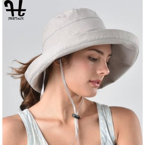 FURTALK Summer Sun Hats for Women Cotton Linen Bucket Hat Fishing Hiking Ponytail Hats UPF 50+ UV Protection Cap 2020 Summer