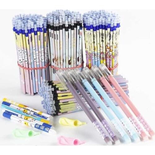 20Pcs/Set Erasable Gel Pen Refill 0.5mm Full Needle Black Blue Gel Ink Pens For School Supplies Washable Handle For Stationery