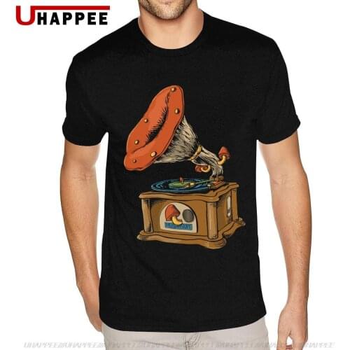 Gramophone Mushroom -Mushroom Lover Tee Shirts Youth America Brand T Shirt Mens Short Sleeves Cheap Brands Official Apparel