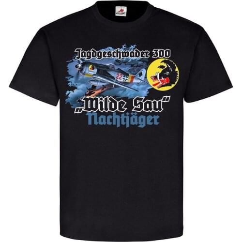 2019 Summer Brand Clothing JG 300 WILDE SAU Nachtjager Jagdgeschwader Verbandsabzeichen T Shirt Novelty T Shirt