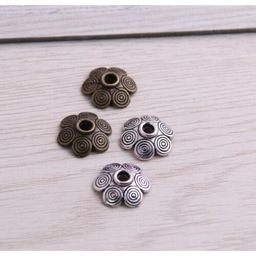 SWEET BELL 60pcs 5*13*15mm Two Color Receptacle Hollow Circle Flower DIY Spaced Jewelry Accessories Charms For Jewelry Making