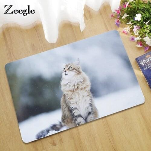 Zeegle Cat Floor Mat Non-slip Door Mat Carpet For Living Room Bathroom Bath Carpet Coffee Table Beside Mat Entrance Decor Rug