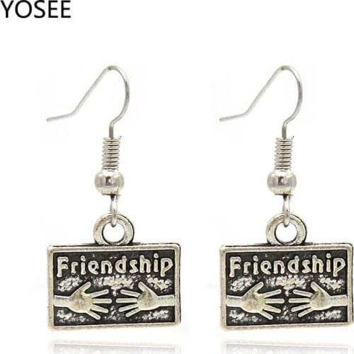 New Fashion Boho Big Drop Earrings For Women Jewelry Brinco letter friendship hand Vintage Tibetan Silver Bohemian Long Earring