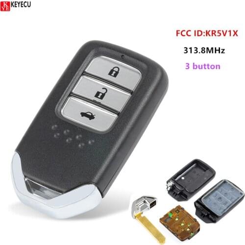 Keyecu New Replacement New Remote Key Fob 3 Button 313.8MHz for Honda Accord Crider FCC ID: KR5V1X