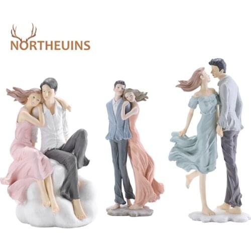 NORTHEUINS Resin Couple Lover Statues Nordic Figurines For Interior Anniversary Valentines Day Gifts Home Desktop Decorations