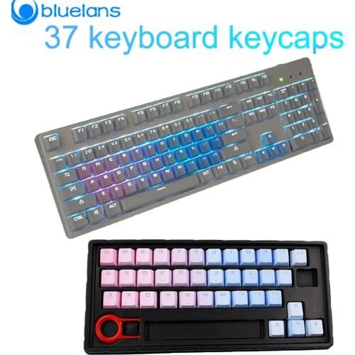 37-Key Sunset Blue Gradient PBT Keycaps Backlit OEM Profile Fit Gateron Kailh Cherry MX Switches for Mechanical Keyboards