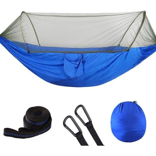 2 Person Portable Hammock Outdoor Mosquito Net Camping Hanging Sleeping Bed Swing Double Hanging Bed Chair 250x120cm/290x140cm