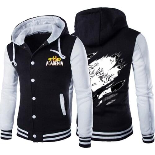 Anime My Hero Academia Bakugou Katsuki Men Motors Jackets Designer Hoodie Uniform Casual Baseball Coat Sport Hip Hop Sweatshirt