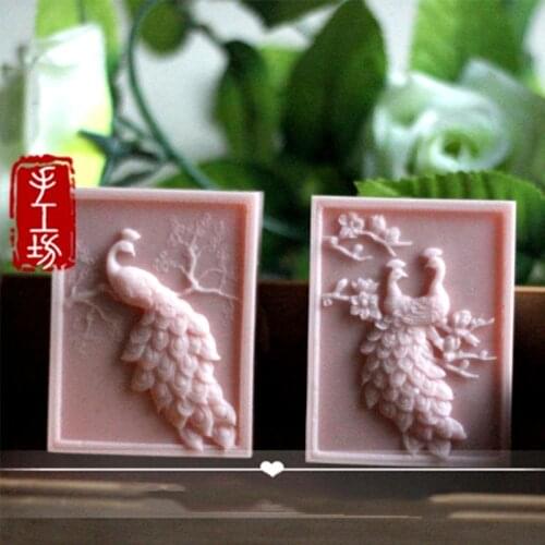 Peacock Bird Silicone Soap Bar Mold Silicone Mold Plaster Handmade Soap Making Moulds Silica Gel Clay Wax Resin PRZY