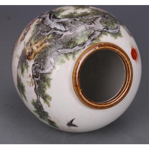 Old Chinese Antique Vintage Pottery Qing Dynasty Guangxu famille rose grain date jar altar bowl Porcelain Ornaments Collection v