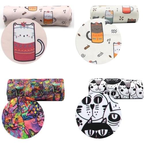 50*145cm Cat 4 Ways Stretch Knit Fabric for Tissue Sewing Quilting Fabrics Needlework Material DIY Cloth Bags,1Yc17109