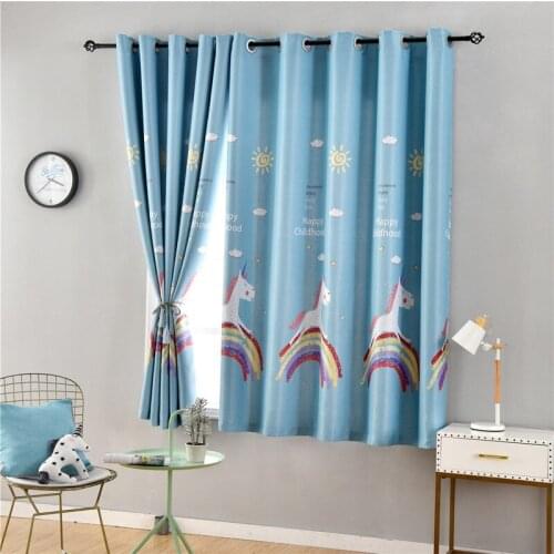 Rainbow Horse Print Blackout Curtains for Kids Bedroom 1 Piece 100x200 Grommet Pink Window Decor Blue Living Room Kitchen Panel