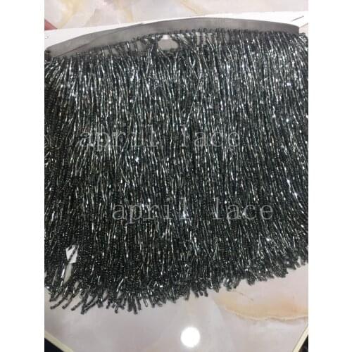 A022 dark grey color 5 yards/bag 15cm width beads ribbon fringe tassel for garment/decorative/wedding bridal gown dress