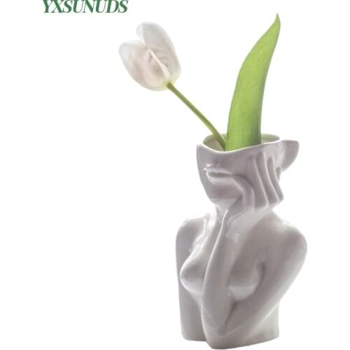 Creativity Ceramic Human Vase Flower Arrangement Ornaments Garden Flower Pot Succulent Plant Pot Home Decoration Flower Vases