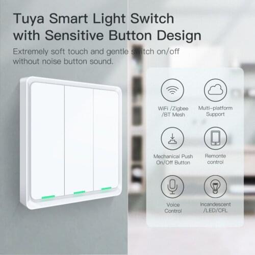 Tuya Bluetooth Smart Light Switch Neutral Wire Required Sigmesh Multi-control Smart Life App Works with Alexa Google home