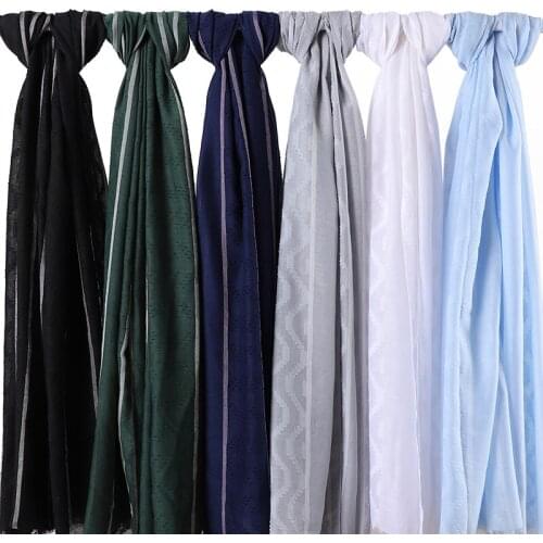 Women Striped Hollw out Hijab Design For Arab Islamic Women Scarf Hijab New Cotton Hijab Plain Shawls 10pcs/lot