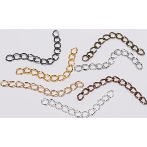 100Pcs/lot 50/70mm Gold Rhodium Tail Extender Chain Extended Extension Chains Connector For Necklace Jewelry Making Findings