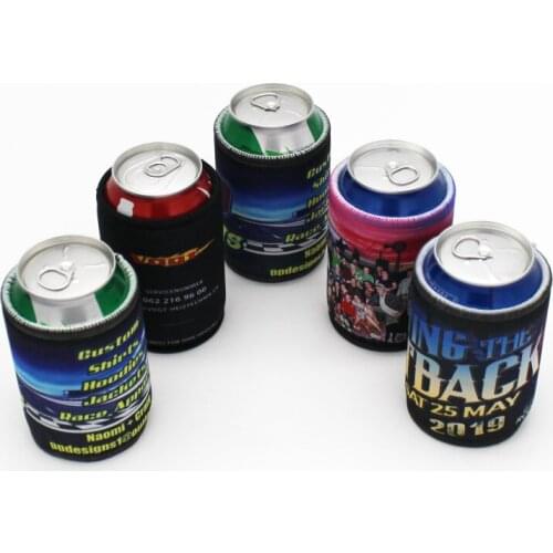 200 Pieces Wholesale Print Your Logo Neoprene Can Cooler Cover Serape Can Case Bottle Holder Wedding Gift Picnic Cooler Bags