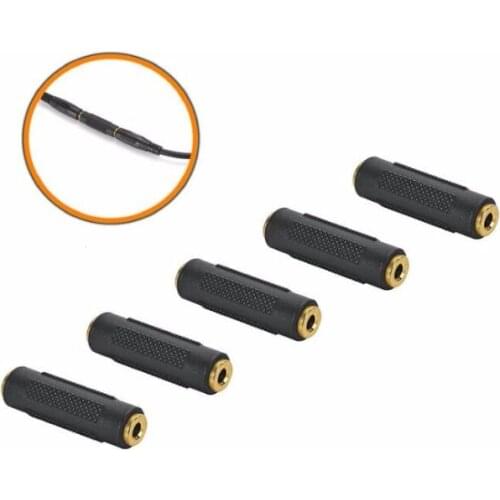 LBSC 3.5mm F/F Stereo Coupler - 5 Pack Gold Plated 3.5mm Stereo jack Female to Female Adapter Connectors