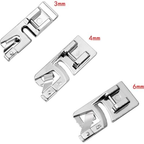 3PC Hot Sale Domestic Sewing Machine Foot Presser Rolled Hem Feet Set for Brother Singer Sewing Machine Supplies Foot Presser