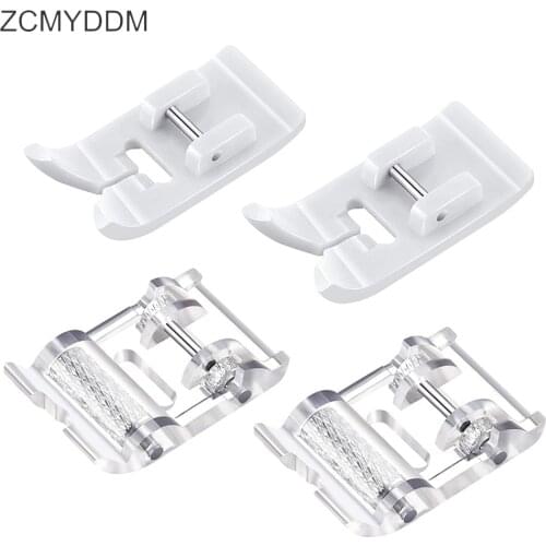 ZCMYDDM Non-stick Presser Foot with Presser Leather Roller Foot for Babylock Brother Singer DIY Home Sewing Machine Accessories