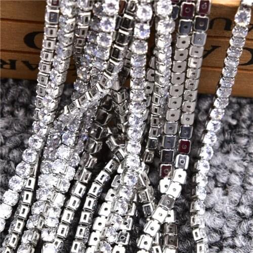 Free Shipping Bling Zircon 3Mm (Ss8-Ss16) Sew On 1 Yard Dense Crystal Rhinestones Chain Sewing Style Diy Clothing Accessories