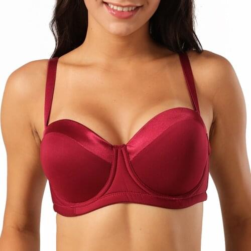 Red Push Up Bra Half Cup Minimizer Bra Gather Breast Padded Cup Convertible Straps Sexy Women Bra 34 36 38 40 42 44 46
