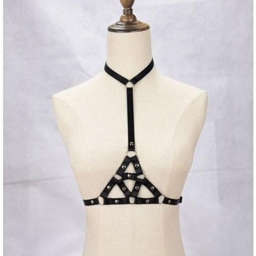 Black Body Harness Bralette Crop Top Bondage Erotic Lingerie Sexy Bodysuit Cage body Fetish Wear Adjustable Underwear O0458