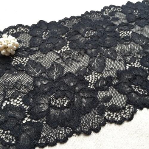 Black Exquisite Embroidery Stretch Lace for Lingerie Design, Garters, Altered Couture, Wedding Decoration 5 Yards