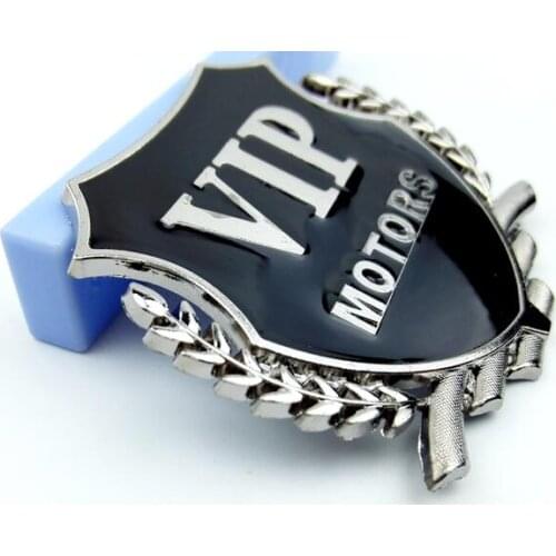 20 Pieces VIP MOTORS Car-styling Chrome Metal Car Stickers Emblems Decorations Gold Silver Sheild VIP Car Exterior Styling