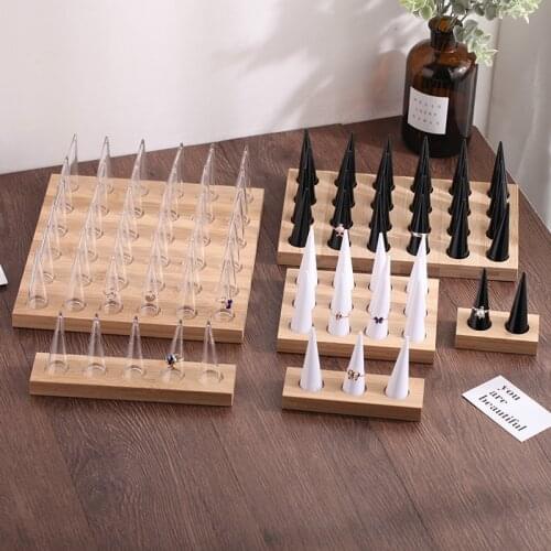 Wooden Finger ring display holder stand for jewelry exhibitor pandora rings jewelery jewlery organizer case jewellery Tray