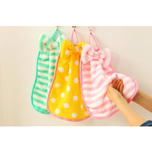 2019 New Cute Bowknot Baby Hand Towels Striped Soft bathroom Towel Quick-drying hand towels for kids Candy Color 1PCS