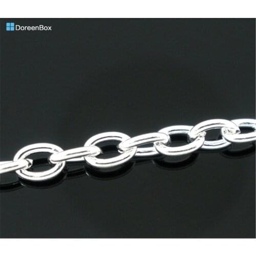 Doreen Box Lovely 10M Silver color Cable Chains Findings 5x3.5mm (B05738)