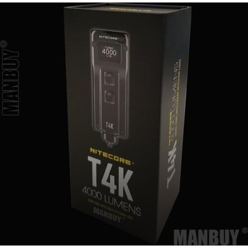 Wholesale Nitecore T4K USB-C Rechargeable Mini Keychain Flashlight Build-in 1000mAh Battery 4x CREE XP-L2 V6 LEDs 4000 LMs Torch