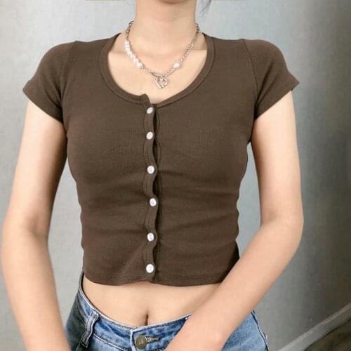 UNUTH Girls Soft Cotton O Neck T-shirt 2021 Summer Fashion Ladies High Street Sexy T-shirt Female Solid Color Slim T-shirt Top