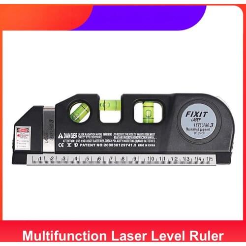 Booyah 4 in 1 Infrared Laser Level Horizon Vertical Measure Cross Line Laser Tape 2.5M Measurment Instrument Level Laser Tool