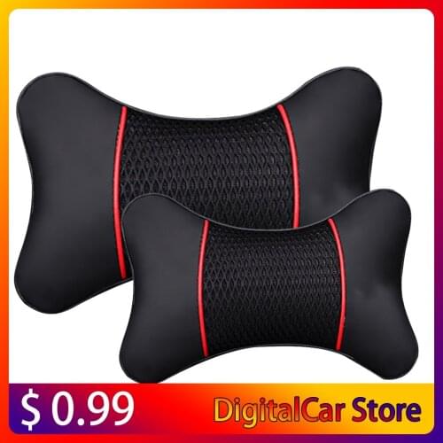 Leather Car Seat Neck Pillow Head Protector Safety Auto Headrest Support Backrest Cushion Pillows Neck Rest