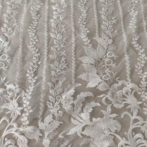 Ivory wedding dress lace fabric 135cm allover beads and sequins heavy! Luxury beading lace Ivory lace with beads 1 yard