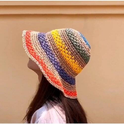 Lady Visor Cap Fishing Fisherman Beach Hat UV Protection Hat Hyuna Style Color WomenS Travel Holiday Seaside Crochet Straw Hat