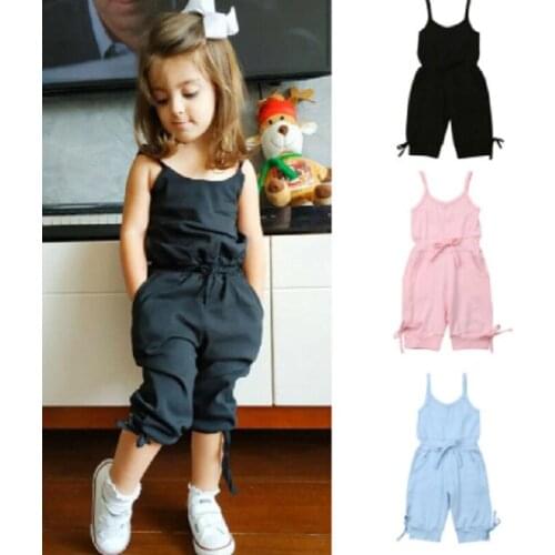 Summer Toddler Kids Baby Girl Clothes Solid Color Children Clothing Sleeveless Romper Jumpsuit Outfit Sweet Casual 1-6 Years