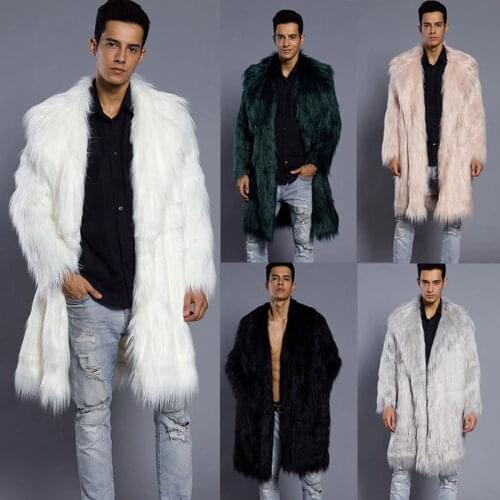 2018 Hot Sell New Mens Suit Collar Faux Wool Fur Coat Thick Warm Multi-size Jackets Autumn Winter Clothes Long Windbreaker