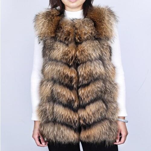 MAOMAOKONG new raccoon fur vest, warm autumn and winter women