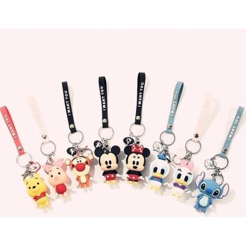 Mickey Mouse Minnie Cute Funny Keychains Cute Cartoon Baby Boy Girl Key Ring Women Lovely Bag Kawaii Car Accessories
