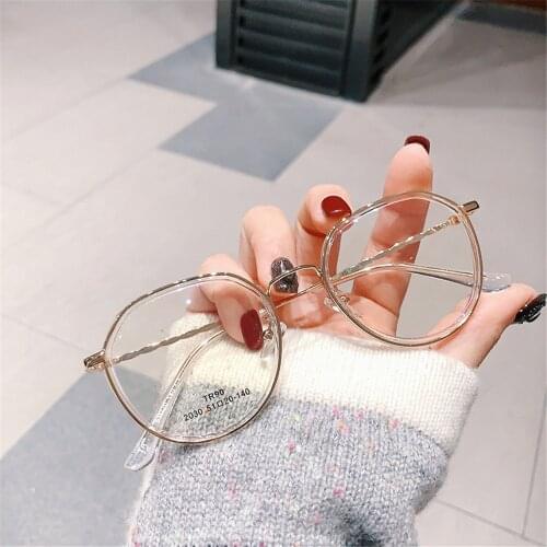 Fashion Polygon Oversized Myopia Glasses Metal Clear Eyeglasses Anti Blue Light Glasses for Women Men Computer Eyewear 0 -4