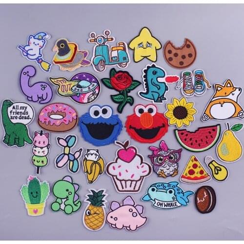 Cartoon Patch Stripe Lovely Animals Embroidered Patches For Clothes Stickers Badges Iron on Patches for Clothing DIY Applique