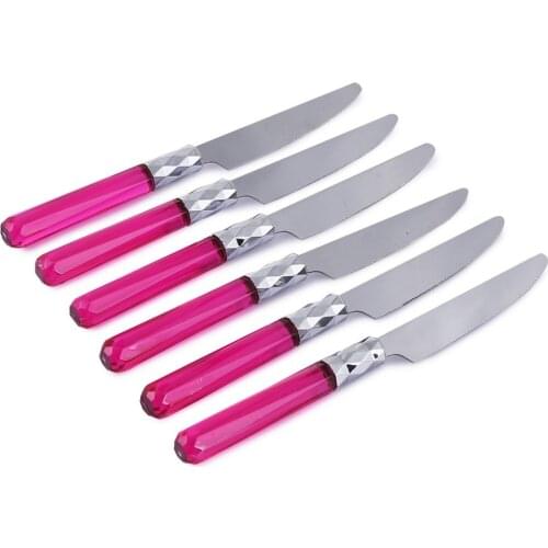Pink Color 6'LI Platinum Sweet Knife Set