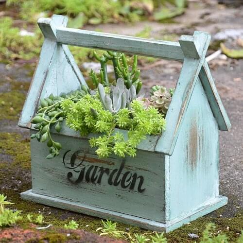 Wall Vase Wooden Retro Flower Pot Hanger Props Decor Indoor Outdoor Pastoral Baskets Garden Tabletop