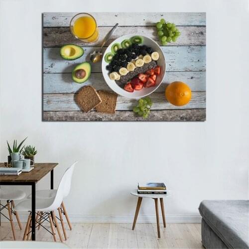Bread Food Fruit Juice Wall Art Canvas Poster And Print Canvas Painting Oil Decorative Picture Kitchen Living Room Home Decor