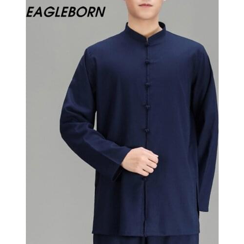 New High Quality Men Kung Fu Tai Chi Clothing Tai Chi Uniform Han Fu Hanfu Men Tang Suit Chinese Style Martial Arts Cotton Flax